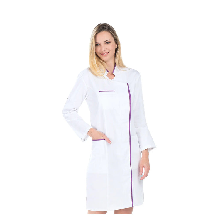 Adeline - Long blouse - Convertible long sleeves - Women - 100 cm My Blouse  Sergé-White-Purple-T6-XXXL