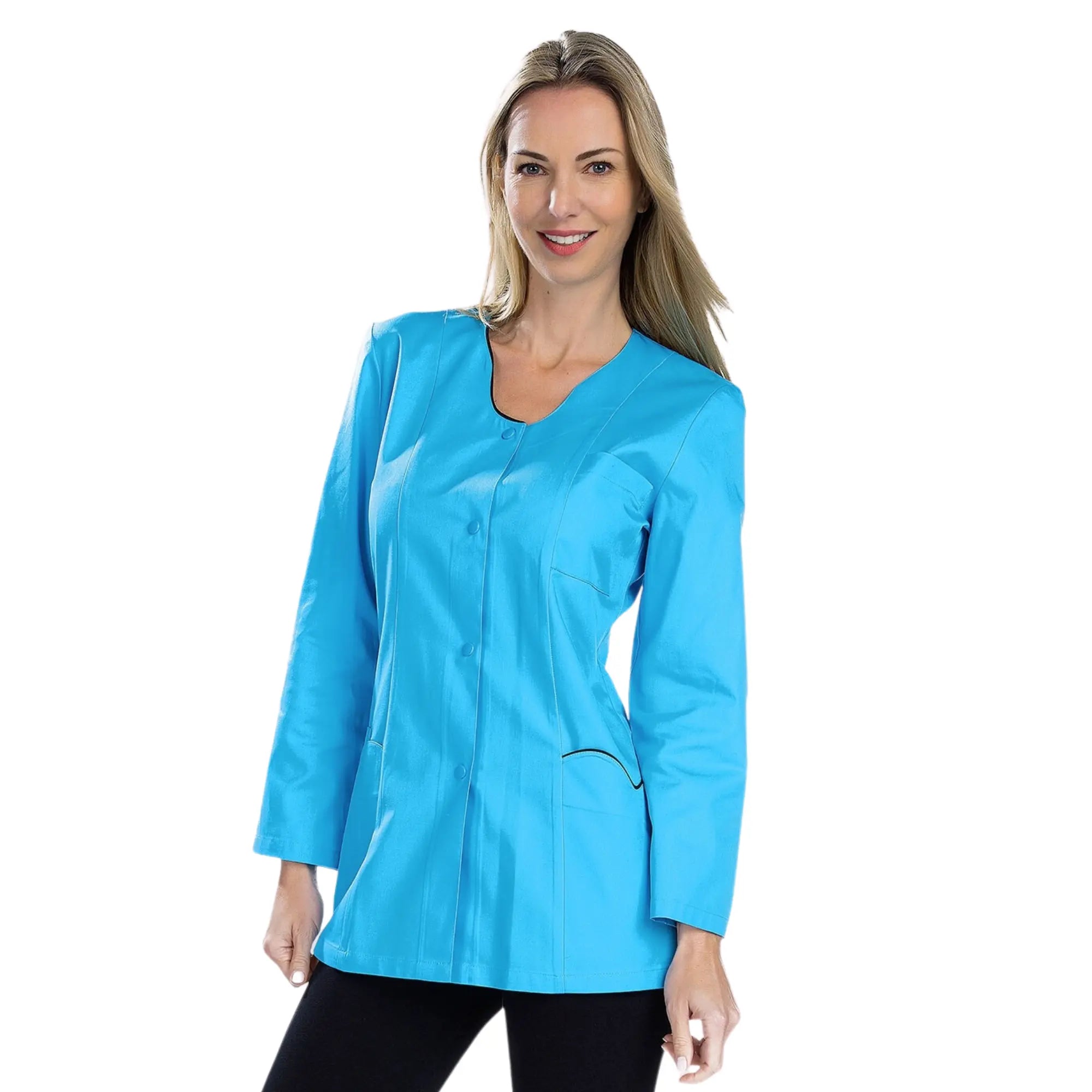 Anaïs - Tunic - Long Sleeves - Women - 75cm My Blouse  Sergé-Atoll-Black-T6-XXXL