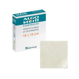 Compresses Algostéril hémostatiques cicatrisantes stériles - 3 formats - Laboratoires Brothier Algosteril  10x10-cm-Boîte-de-16-compresses