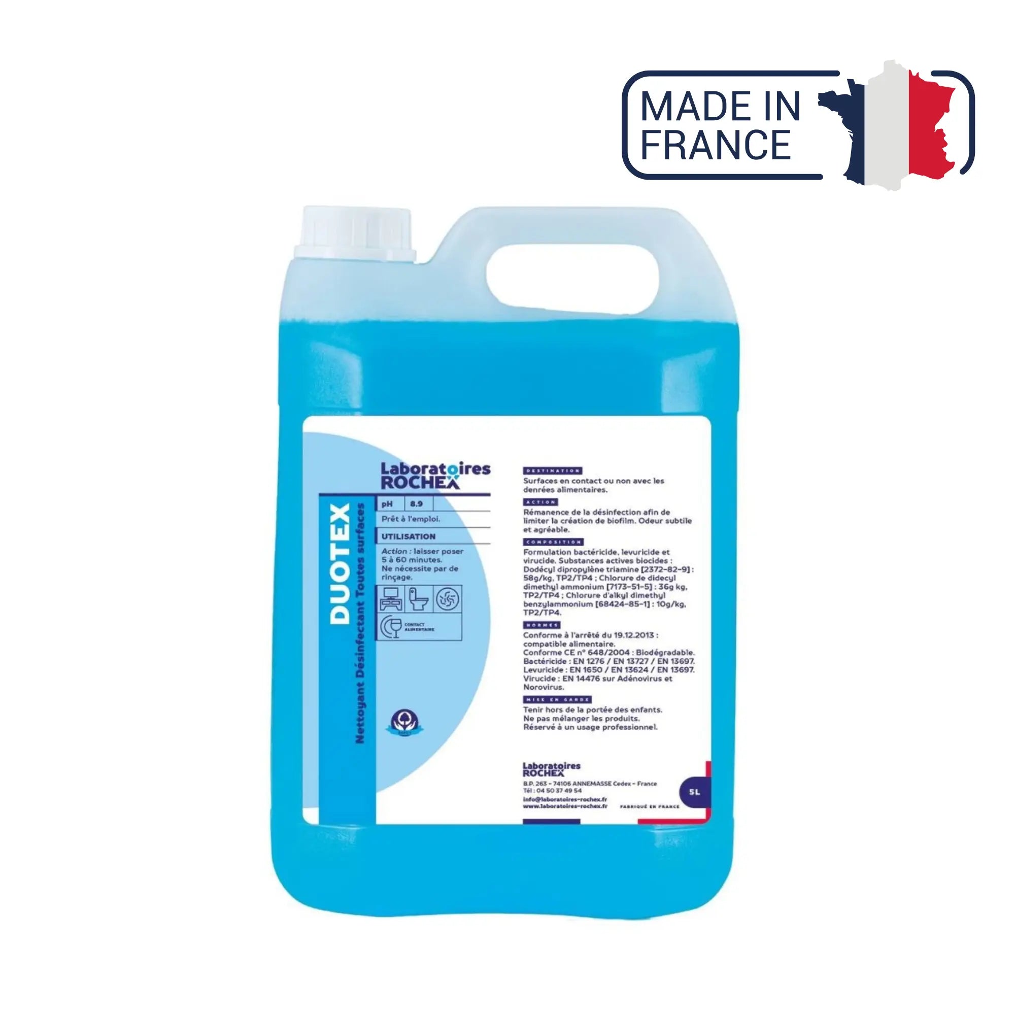 Duotex - Détergent désinfectant sans aldéhyde - 2 contenances Laboratoires ROCHEX 