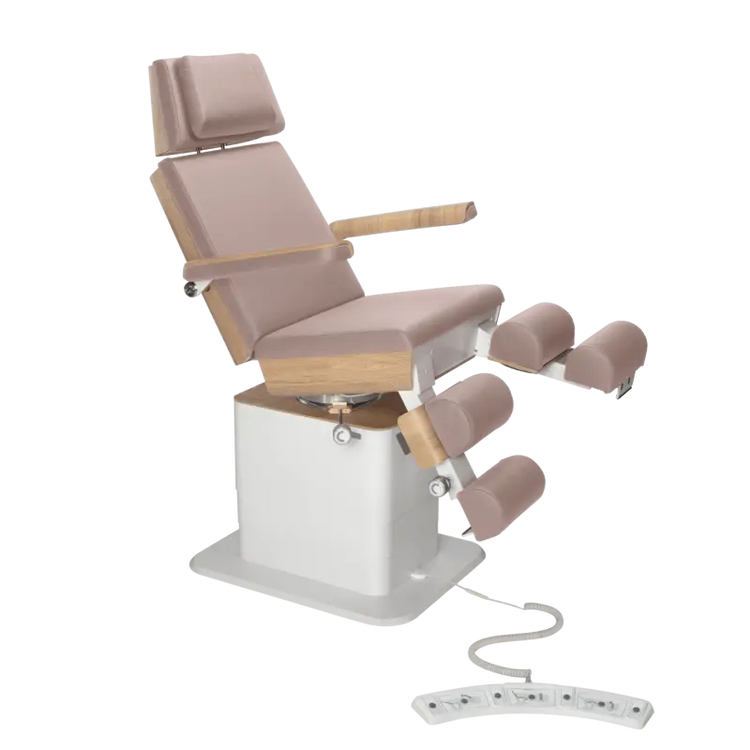 Fauteuil de pédicurie - MOON - Relevage électrique - Filaire - Ruck My Podologie  Taupe-3-moteurs-Chêne