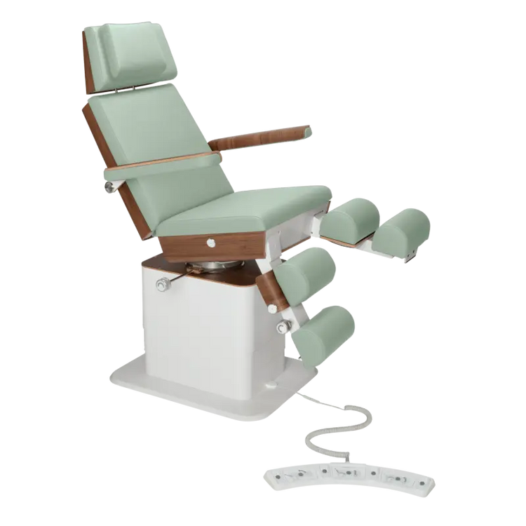 Fauteuil de pédicurie - MOON - Relevage électrique - Filaire - Ruck My Podologie  Sauge-5-moteurs-Noyer