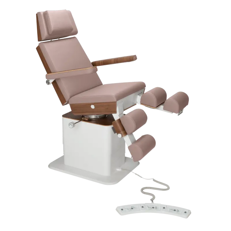 Fauteuil de pédicurie - MOON - Relevage électrique - Filaire - Ruck My Podologie  Taupe-3-moteurs-2-Noyer