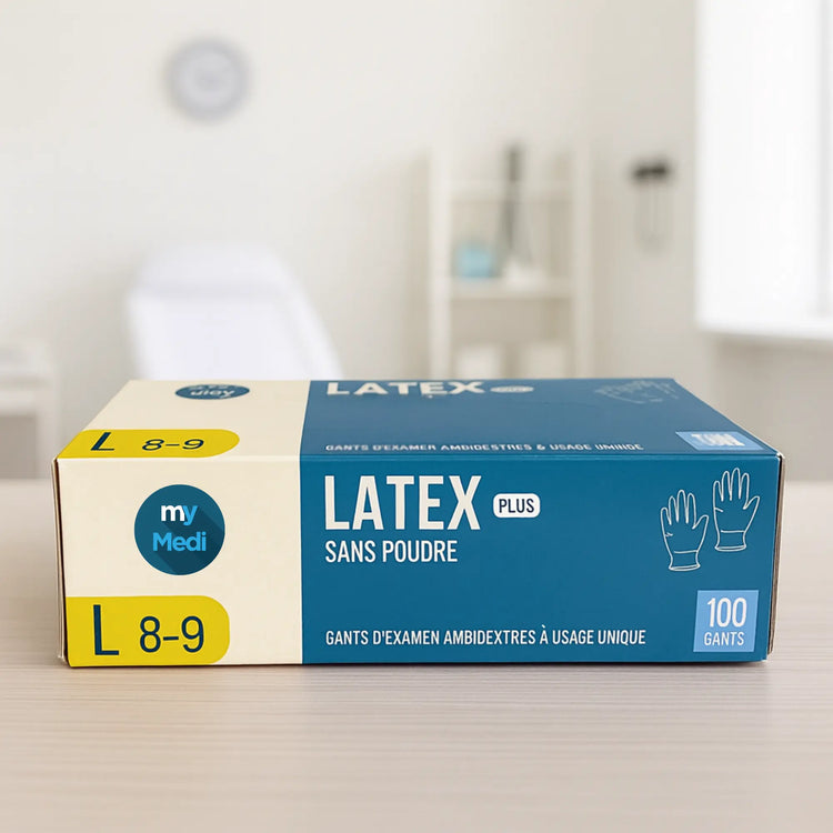 Gants d'examen - Latex - Sans poudre - Ambidextres - Boite de 100 - My Médical My Medical 