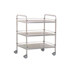 Sokkelbord i rustfrit stål - 3 hylder - 70 x 50 x 80 cm - Aftagelige gallerier