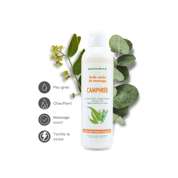 Tør massageolie - kamfer - to kapaciteter - Phytomeda Laboratoires Phytomedica 