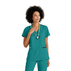 Kim - Tunique col V croisé - Femme - Grey’s Anatomy Stretch Grey’s Anatomy  Bleu Caraïbes / XL