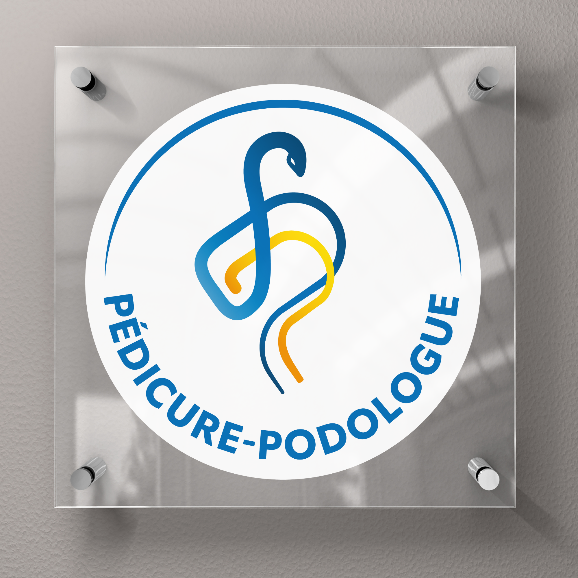 Pedicure-fodterapeut plakette med officielt logo - Plexiglas 45x45cm - Uden afstandsstykker My Podologie 