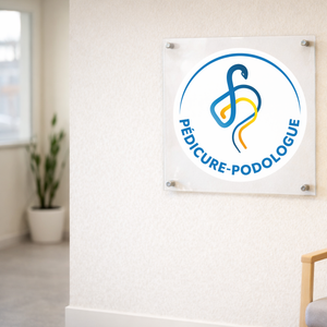Pedicure-fodterapeut plakette med officielt logo - Plexiglas 45x45cm - Uden afstandsstykker My Podologie 
