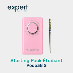 Starting pack étudiant "soins à domiciles" - 1 micromoteur Podo38S rose + 1 fraise à ongle carbure de tungstène Expert 