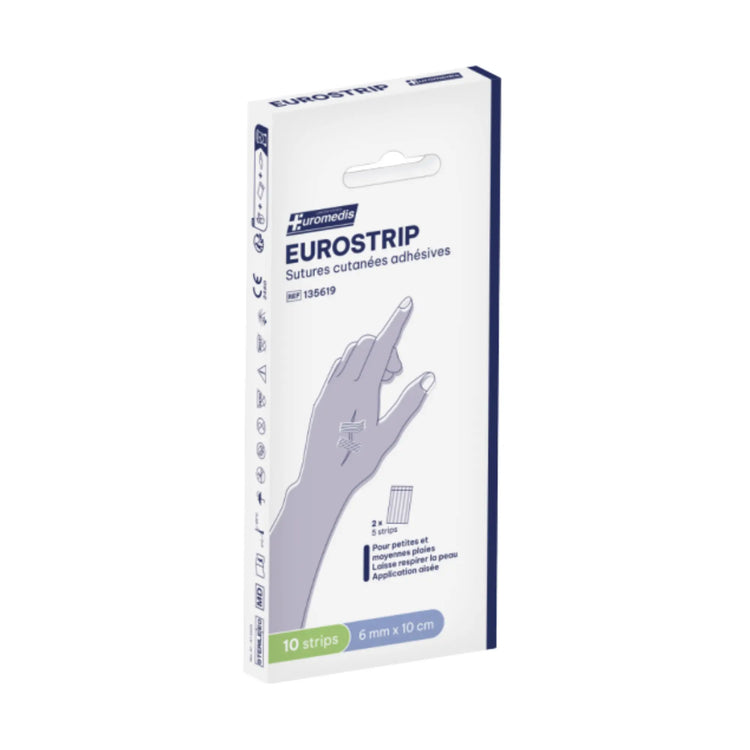 Eurostrip klæbende hudsuturer - 6 mm x 10 cm - 10 strimler - Euromédis BSN Medical 