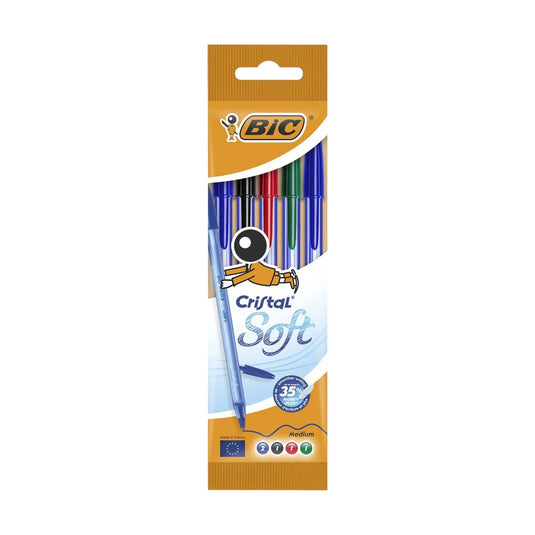 Ballpoint pens - blue / black / red / green medium 1.2 mm - Cristal Soft - 5 pieces - BIC - My Podologie